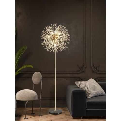 Large G9 Led Floor Lamp crystal reading light chrome floor lights Living Room Bedroom Dandelion Light Luxury Crystal Floor Lamp
