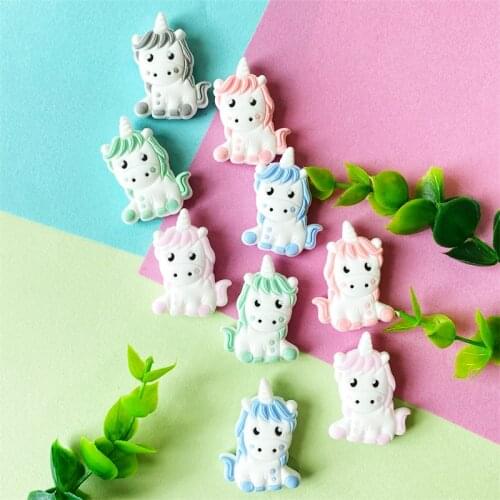 10pcs Unicorn Silicone Baby Beads Pearl Cartoon Animal DIY Pacifier Dummy Sensory Jewelry Gift Toy Accessories Teething