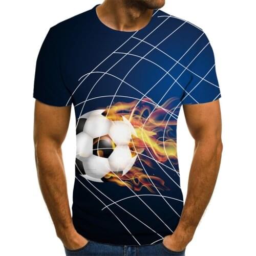 Summer best-selling flame football 3D digital printing T-shirt quick-drying fabric casual and comfortable T-shirt children size