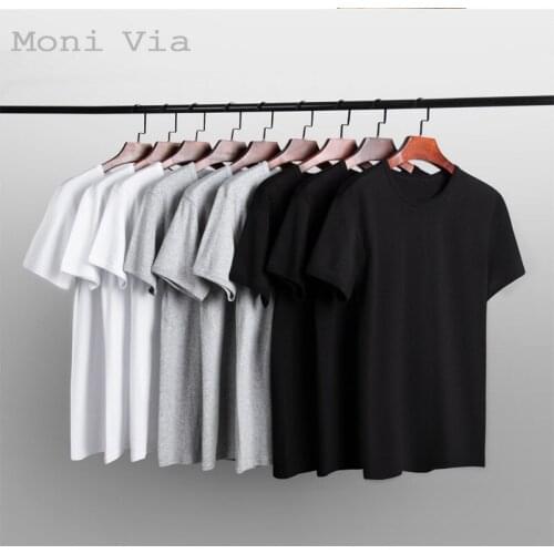 New Arrival Summer Mens T-Shirt Solid Color Round Collar Short Sleeve Shirts Fashion Brand Loose Casual Fashion Top Men Clothes