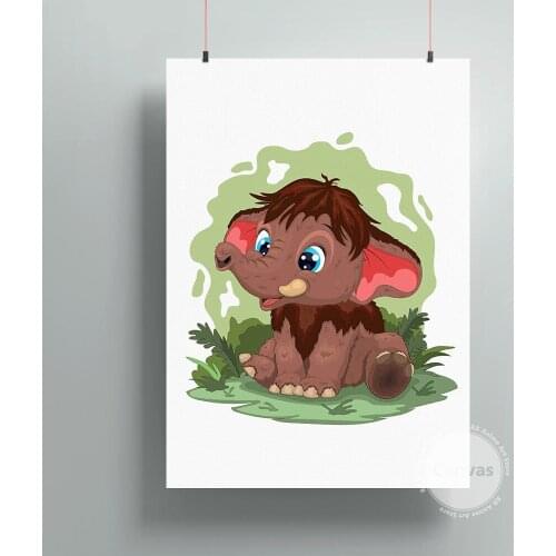 Canvas Cute cartoon mammoth Baby room Pictures Home Manga Decoration Paintings Poster HD Prints Wall Art Modular Living Room