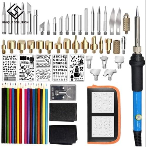 72PCS DIY Wood Burning Kit heat transfer gourd engraving tool with switch thermostat soldering iron pen kit 302-842℉ 60W