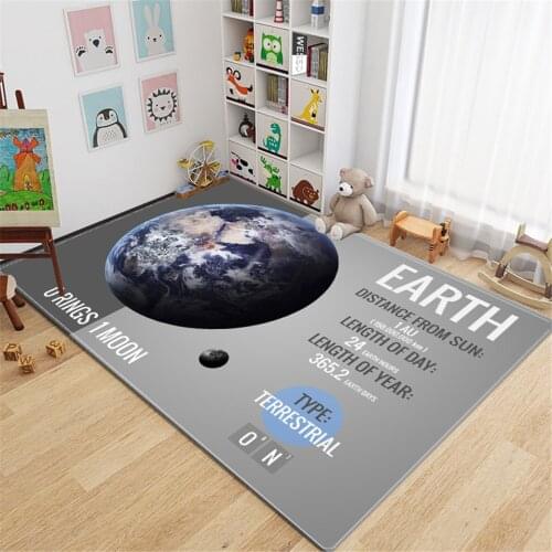 Universe Planet Carpet Kids Room Solar System Space Children Mats Bedroom Soft Washable Bedroom Carpet Bedside Rug Play Mat