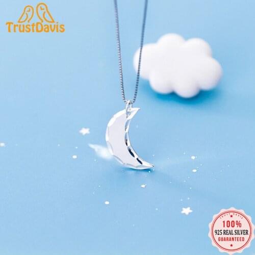 TrustDavis 2021 Fashion 925 Sterling Silver Sweet Moon Charms Pendant For Bracelet Necklace DIY Accessories Fine Jewelry DZ481