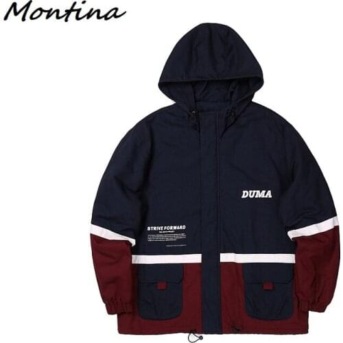 Men Women Hooded Jacket Parka Retro Color Block Windbreaker Autumn Winter Hip Hop Streetwear Coat Trench Harajuku Outwear Cotton