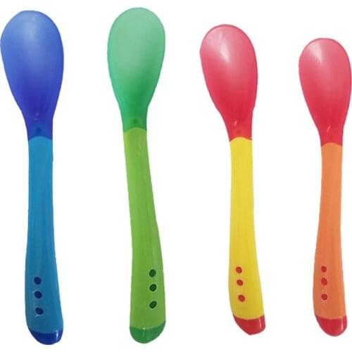 Temperature Sensing Spoon Safety Silicone Tableware Sppon for Baby Toddler Self Feeding Food Temperature Test Infant Flatware