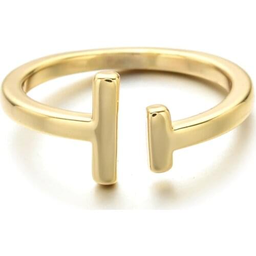 Minimalist Copper Gold Rings for Women Fashion Creative Hollow Irregular Geometric Birthday Party Jewelry Gifts