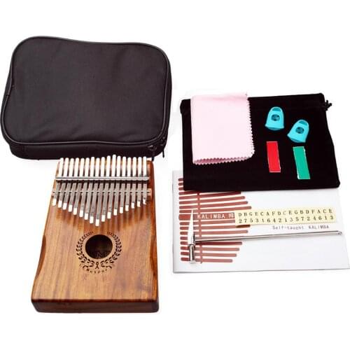 Muspor 17 Keys EQ kalimba Mbira Sanza Acacia Fingertips Thumb Piano Link Speaker Pickup with Bag Cable Musical Instrument