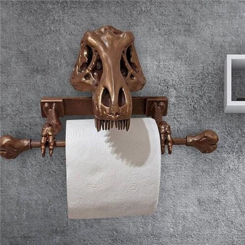 Newly Dinosaur Skeleton Tissue Holder Creative Resin Toilet Paper Stand Multifunctional Roll Holder for Bathroom Bedroom