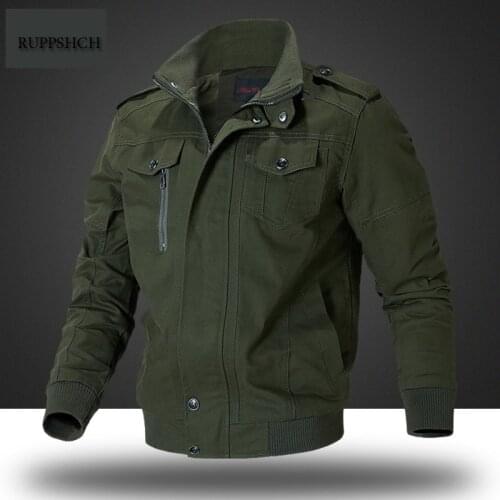 Spring Autumn Casual Jacket Jacket Men Military Uniform Stand Collar Pocket Street Wear Solid Color Jacket Men Large Size