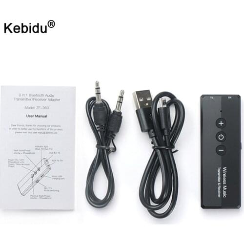 Kebidu 2 in 1 Bluetooth 5.0 Transmitter Receiver For TV PC Car Kit with Control Button Mini 3.5mm AUX Audio Wireless Adapter