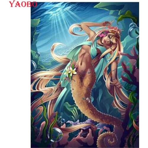 Full Square/Round Diamond Painting Cartoon mermaid 5d diamond Embroidery Cleopatra Mosaic Diamond Cross Stitch Handmade Gift