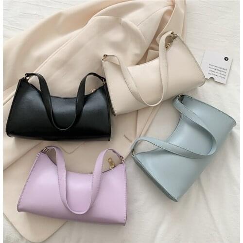 Popular Simple Female Daily Bag Casual PU Leather Sling Handbag Purse Women Elegant Chain Shoulder Crossbody Bag