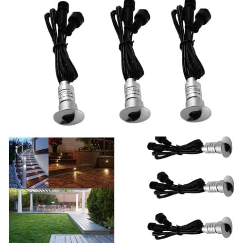 Wire with Male and Female Connector on Light) 6pcs LED Deck Path Light Outdoor Underground Stairs Wall Lamp IP65 Warm White RGB