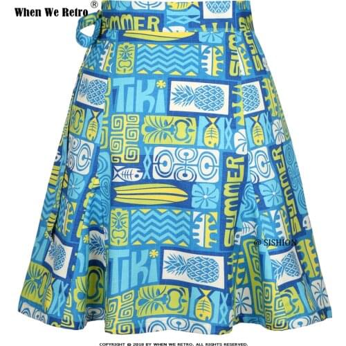 Plus Size Exotic Tiki Pattern Women Skirts SS0015 Blue Green Plus Size Clothing Sexy Summer Sarong Beach Wrap Skirt Jupe Falda