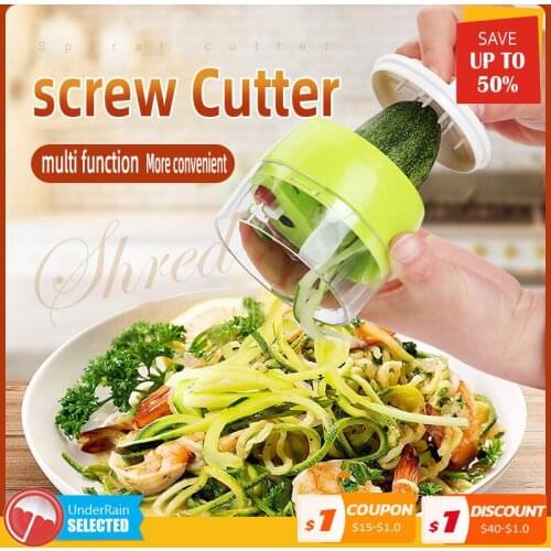 Hand 4 In 1 Held Spiral Vegetable Fruit Cucumber Cutter Adjustable Slicer 3 In 1 Rolling Slicer