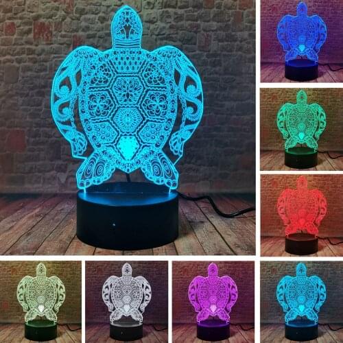Sea Turtle Model 3D Illusion LED Table Nightlight Colorful Change Lamp Animal Figure Toys FOR boys