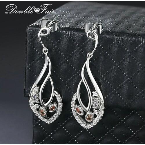 White Gold Delicate And Sweet Leaf-shaped Eomens Earrings Zirconia 2019 Statement Earring Birthday Gift Fashion Jewelry DWE044