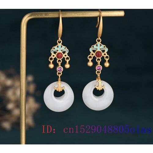 White Jade Doughnut Earrings 925 Silver Natural Amulet Women Crystal Chalcedony Gemstone Zircon Charm Fashion Jewelry Agate