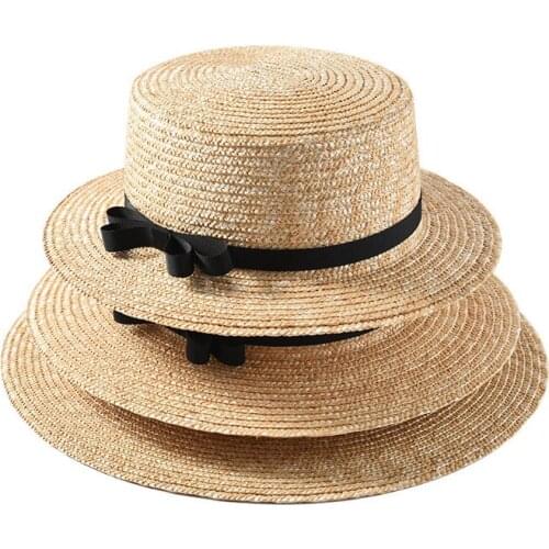 2021 NEW Summer Beach Straw Hat Black Bow Beach Accessories Sun Hats Sombreros De Sol for Women Chapeau Paille Gorro Panama Cap