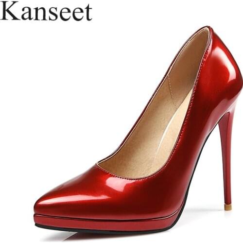 Kanseet 2021 Women Pumps Fashion High Heels Sexy Black Red Women Wedding Party Shoes Ladies Stiletto Female Heels Big Size 33-45