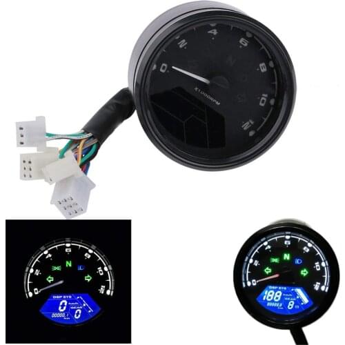 Universal Digital Motorcycle LCD Screen Speedometer Odometer Techometer Gauge Dual Speed Motorcycle for Honda Yamaha Suzuki