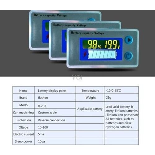 10-100V Universal Battery Capacity Voltmeter Tester LCD Car Lead-acid Indicator