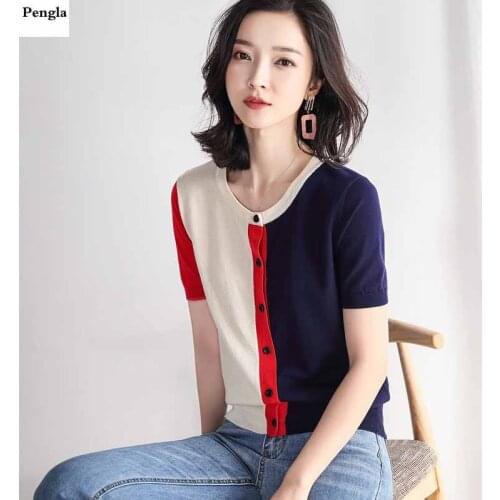 Knitted Cardigan sweater New Summer Women V Neck Short Sleeve sweater Fashion Cardigan for Female Jumper Outwear SR-K1081