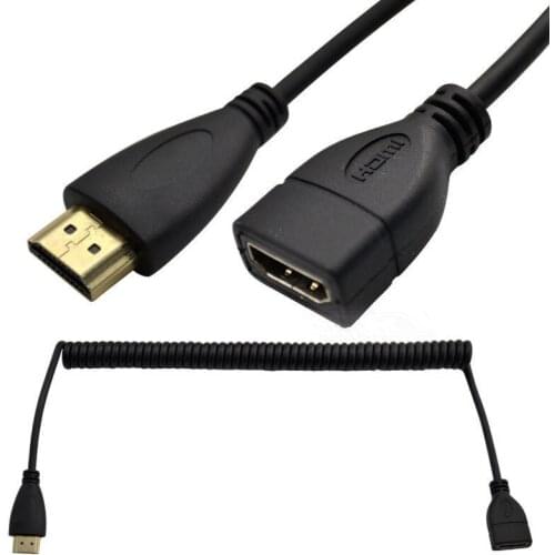 High Speed Retractable 1.4 Version HDMI with Ethernet Type A Male to Female Spiral Coiled Spring Curl AV Cable Shielding