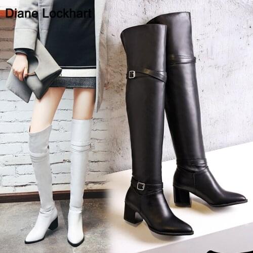 2021 White Over The Knee Boots High Long Boots Dance Korean Version Net Red Women Soft Leather Autumn Winter Knight Botas mujer