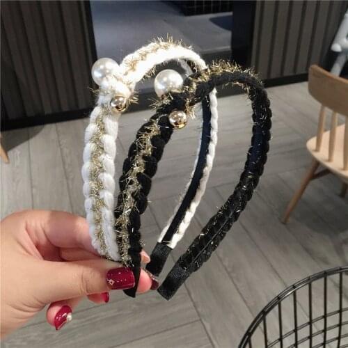 Fashion Korean style Pearl knot hairband Women Girls Fashion Sexy Simple Knitting wool Hair Hoop headwear Hair Accessories