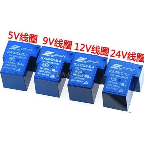10PCS/Lot SLA-05VDC-SL-A/SLA-09VDC-SL-A/SLA-12VDC-SL-A/SLA-24VDC-SL-A 5V 9V 12V 24V 4P 4Pin T90 30A Relay