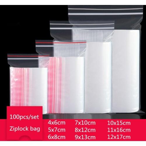 100pcs transparent plastic bag gift jewelry packing bag sticker resealable cellophane OPP bag plastic bag