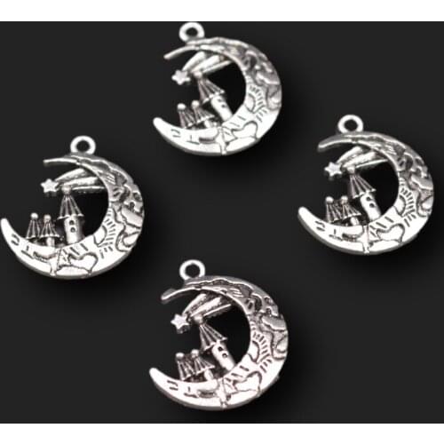 12pcs Silver Plated Meteor/Moon/Shack Pendants DIY Charms Hip Hop Bracelet Earrings Metal Jewelry Crafts Making P621