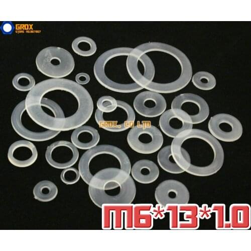 500 Pieces M6 x 13 x 1.0mm Soft Nylon Flat Washer Insulation Washer