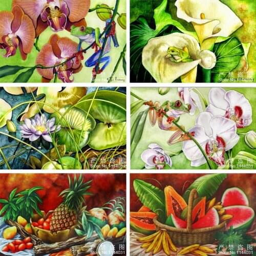 5D Diy Diamond Painting Acuarelas Flores Tropicales Full Square Diamond Mosaic Cross Stitch Kit Diamond Paint Full Embroidery