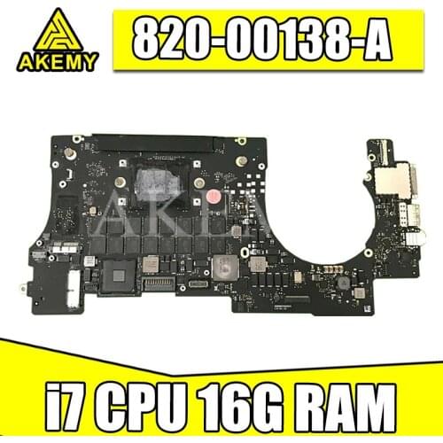 661-02524 Retina For MacBook Pro 15" Logic Board, 2.2GHz, i7 16GB IG A1398 Year Motherboard PCB 820-00138-A