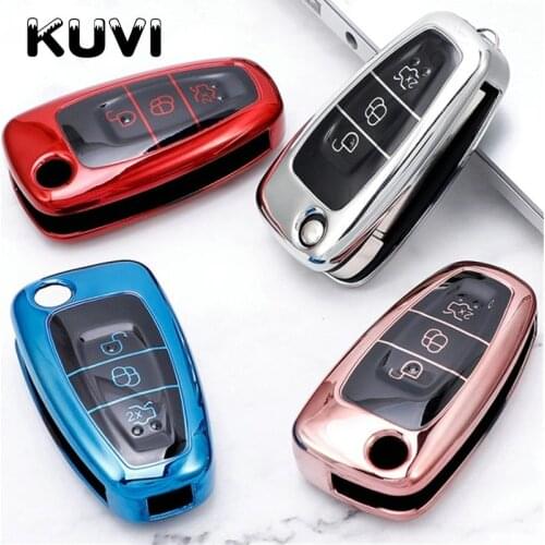 Soft TPU Car Remote Key Case Full Cover Holder For Ford Focus 2 3 MK3 ST RS Ecosport Kuga Escape Fiesta Fold C-Max S-Max Mondeo