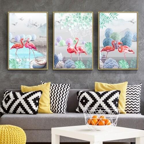BALLEAY ART canvas painting Animal Flamingo Modular Picture For Living Room Posters And Prints Home Decor Art Canvas Picture