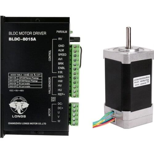 Free Ship US&US Ship Brushless DC Motor 78W 24V Nema17 4000RPM 42BLF03&DC Driver BLDC-8015A CNC Router Plasma Medical