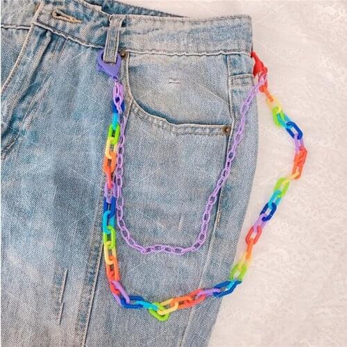 Harajuku Colorful Multilayer Key Chain For Women Men Punk Cool Party Vintage Waist Pants Keychain Trendy Accessories Jewelry New