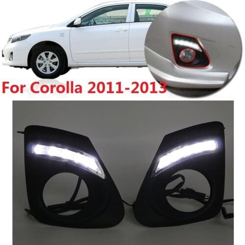 CAPQX Front Bumper Fog light cover with Running light Daytime DRL light For Corolla 2011 2012 2013 Fog Lamp shell cap