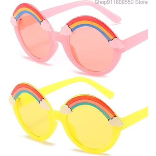UV400Children Round Sunglasses Kids Rainbow Sun Glasses Baby Shades Colorful Eyeglasses Boys Girls Purple Cute Eyewear 2021