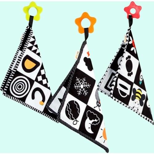 Baby Black And White Cognitive Comfort Towel Baby Handkerchief Molar Teeth Gum Animal Digital Learning Ring Paper Comfort Towel