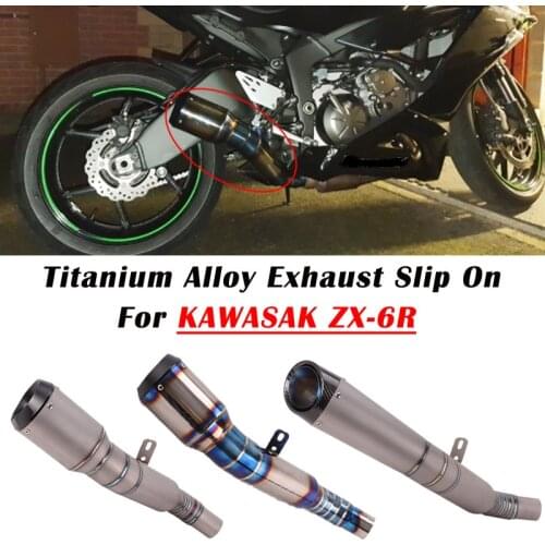 For Kawasaki ZX-6R ZX6R 636 2009 - 2019 2020 2021 Motorcycle Exhaust Escape Modify Titanium Alloy With Cotton Link Pipe Muffler