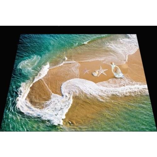 Beach shell beach bathroom 3D art floor 3D PVC Floor Sticker Printing Waterproof Wallpaper Mural Decorations