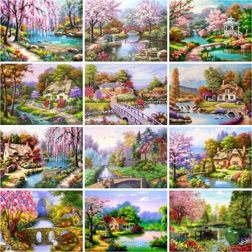 EverShine 5D Diamond Painting Lake Cross Stitch Diamond Mosaic Garden Picture Rhinestones Bead Embroidery Art Gift Home Decor