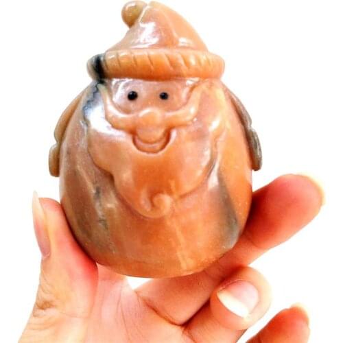 Hot Sale Natural Gemstone Sun Stone Quartz Hand Carved Santa Claus For Christmas Gifts