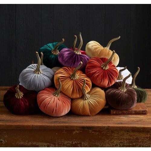 Halloween Handmade Velvet Pumpkins Decor Super Soft Stuffed Pumpkin With Exquisite Artificial Pumpkin Simulated Cute Pumpkin 1pc
