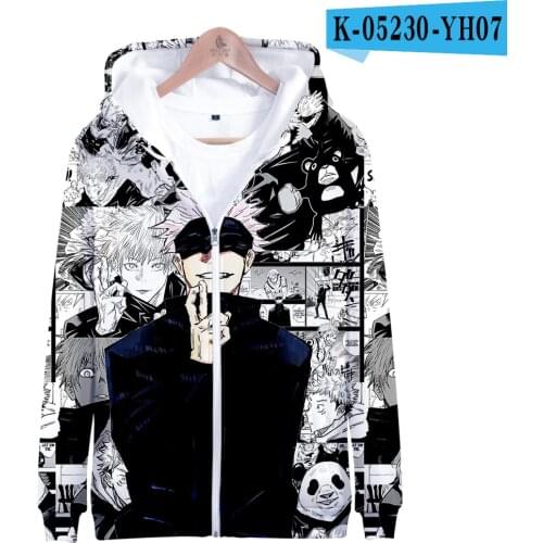 Jujutsu Kaisen Jackers Coats 3D Printed Harajuku Anime Jujutsu Kaisen Hoodie Men Women Zipper Sweatshirt Hip Hop Kids Streetwear
